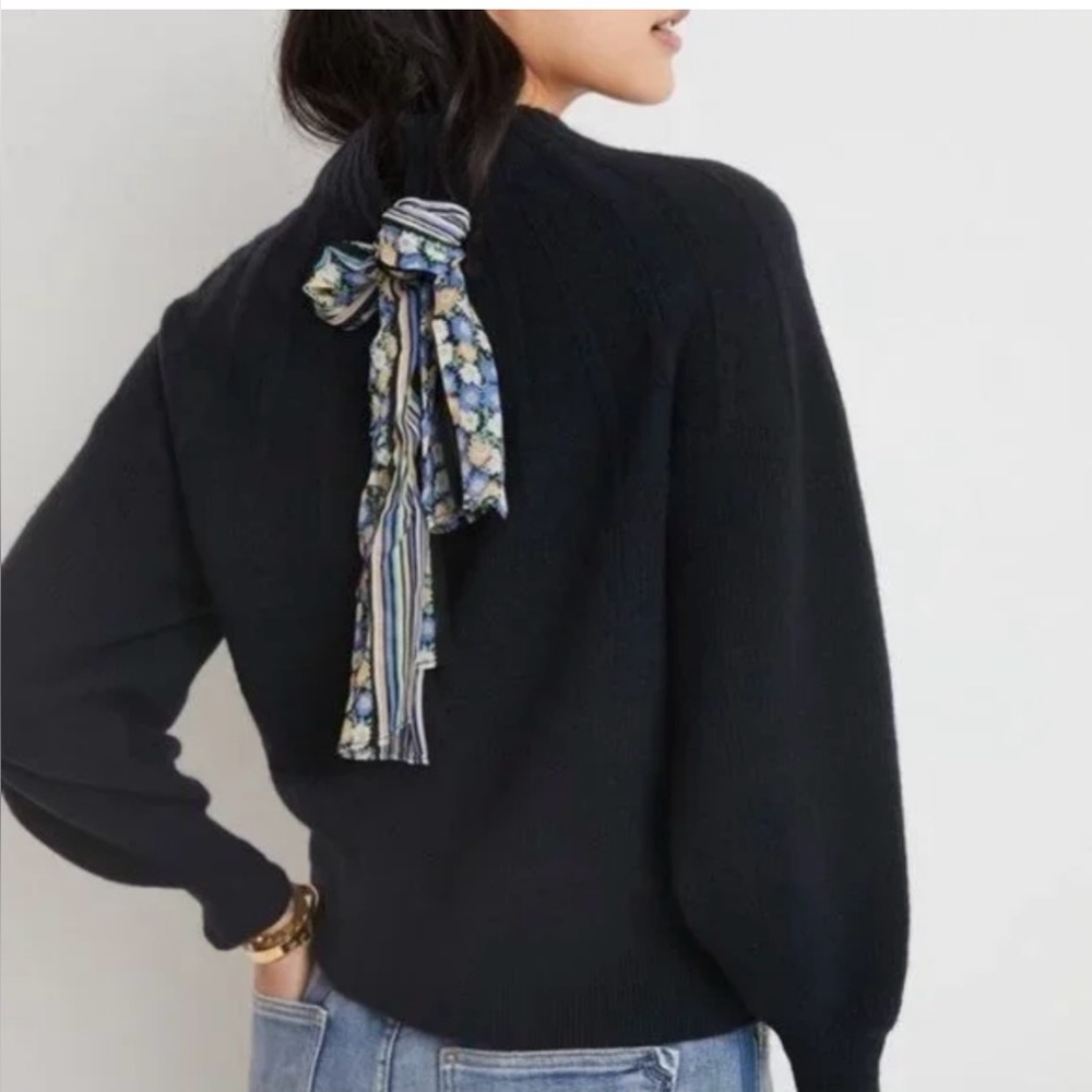 Anthropologie Wool Blend Sweater Top w/ Bow Back Size XL